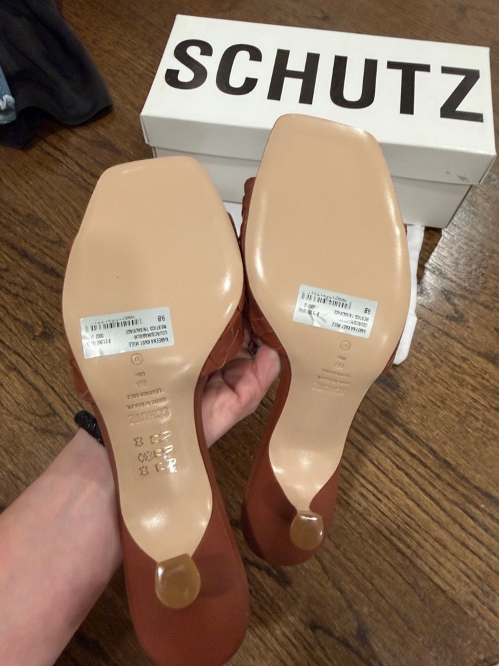 SCHUTZ Brown Braided Leather Slide Mules- Sauvage-Kareena Knot size 8 - Picture 6 of 8